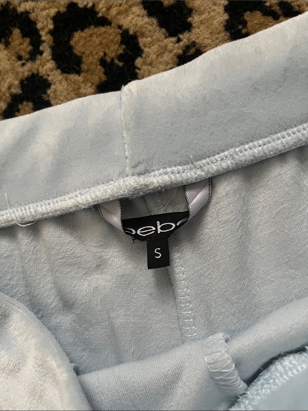 bebe Light Blue Rhinestone Logo Lounge Shorts - Picture 4 of 4